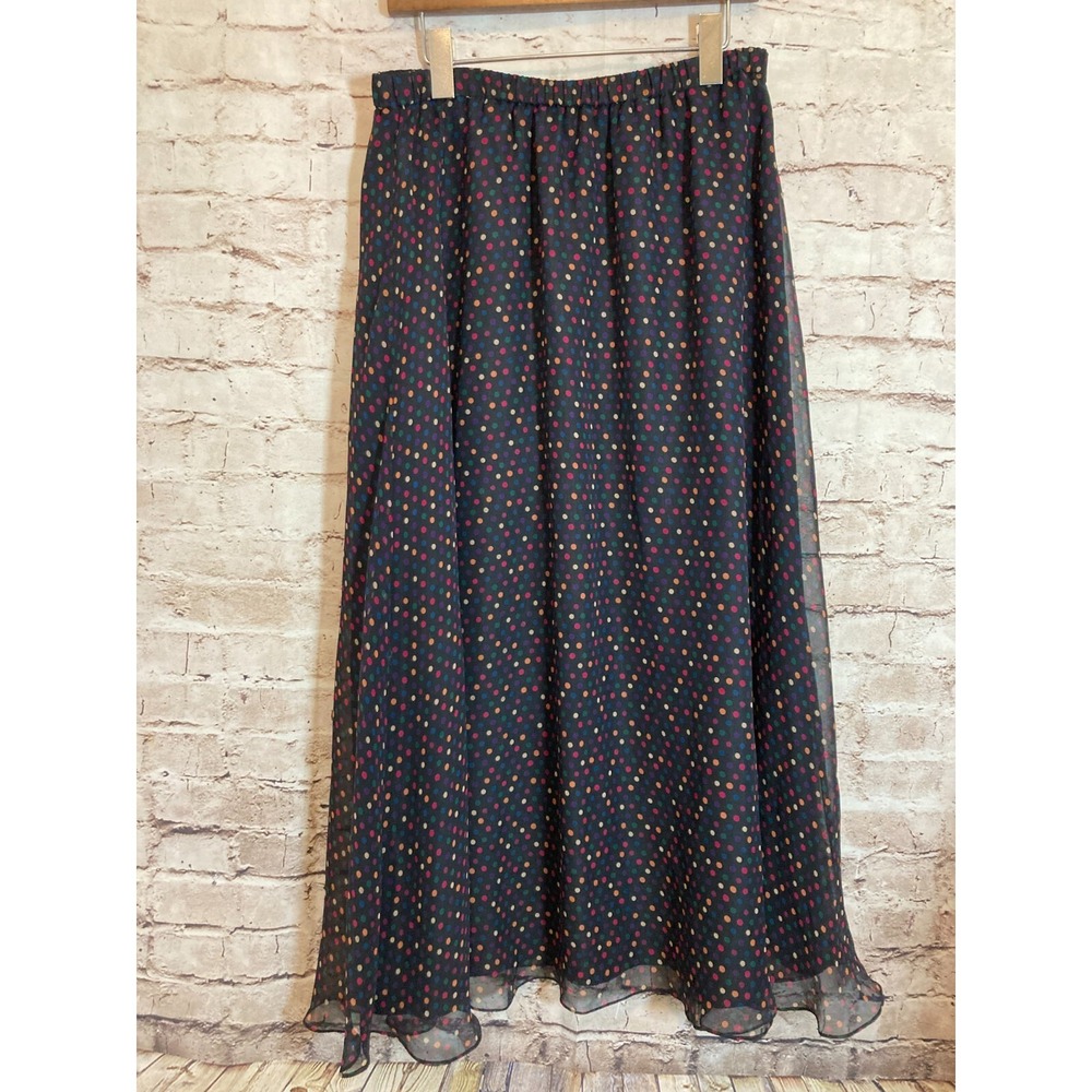 Vintage Britches of Georgetowne Skirt Womens 10 Pure Silk Midi Flare Black Lined